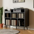 thumbnail image 3 of Cozy Castle Record Player Stand with Open Vinyl Storage, Record Player Table Holds up to 500 Albums, Vinyl Record Player Shelf with Power Outlet for Living Room, Black, 3 of 8