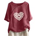 thumbnail image 1 of Birdeem T-Shirt Décontracté en Coton et Lin Imprimé à Manches Courtes Col Rond Boutonné, 1 of 12