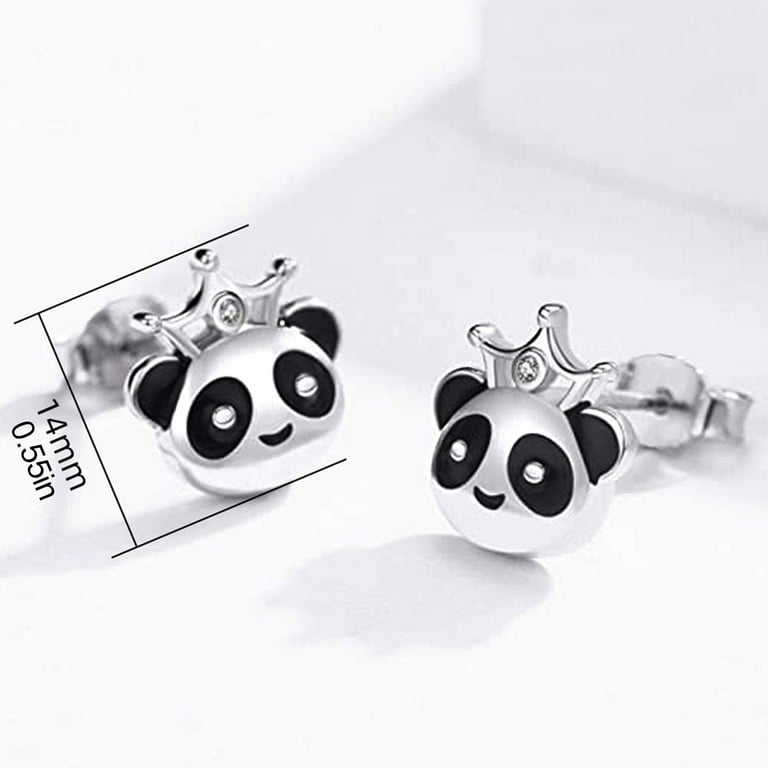 Stylish 3D Panda Stud Earrings: Ear Stud and Ear Clip Options