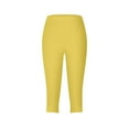 thumbnail image 5 of Capri Leggings for Women Summer Casual Elastic High Waist Wave Hem Workout Yoga Cropped Capris Pants, 5 of 6