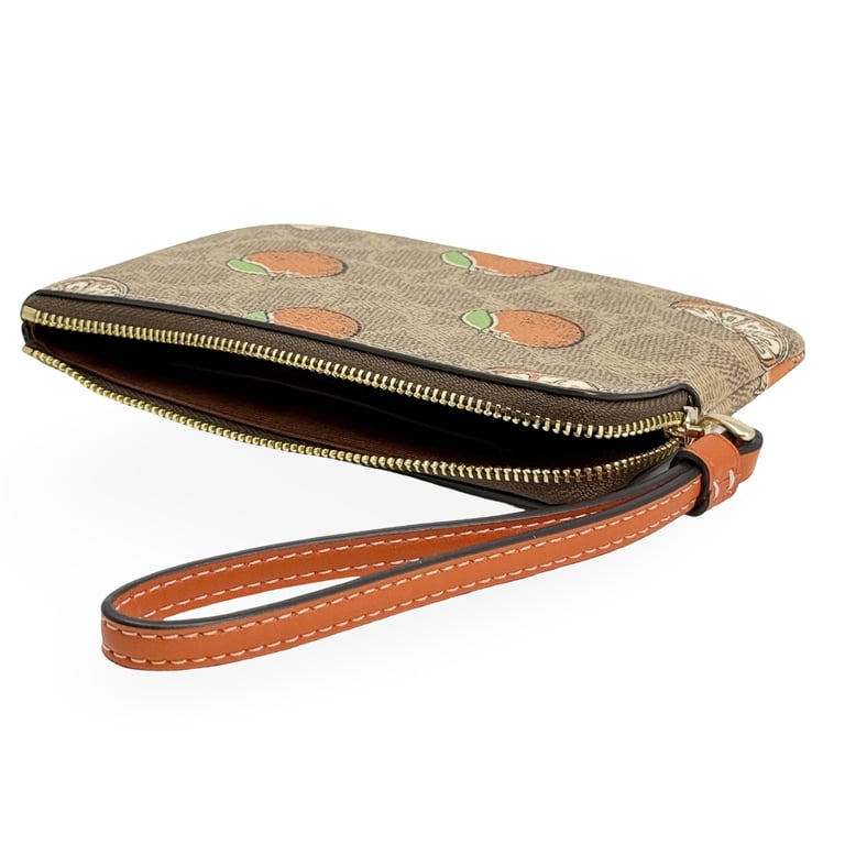 Coach Women's Small Corner Zip Wristlet in Signature Canvas with