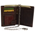 thumbnail image 3 of Men's Chain Biker Vintage Leather RFID Blocking European Style Bifold Trifold Wallet with ID Window, 3 of 16