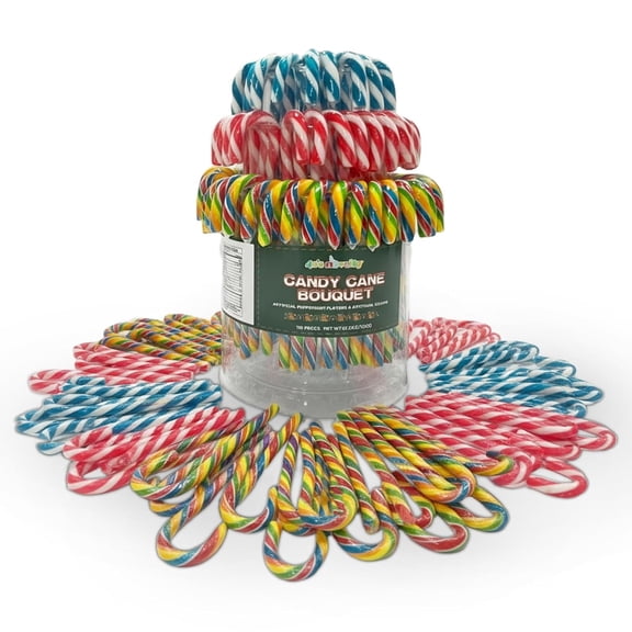 4E's Novelty 100 Count Multicolored Christmas Candy Canes Individually Wrapped Peppermint Flavored Treats