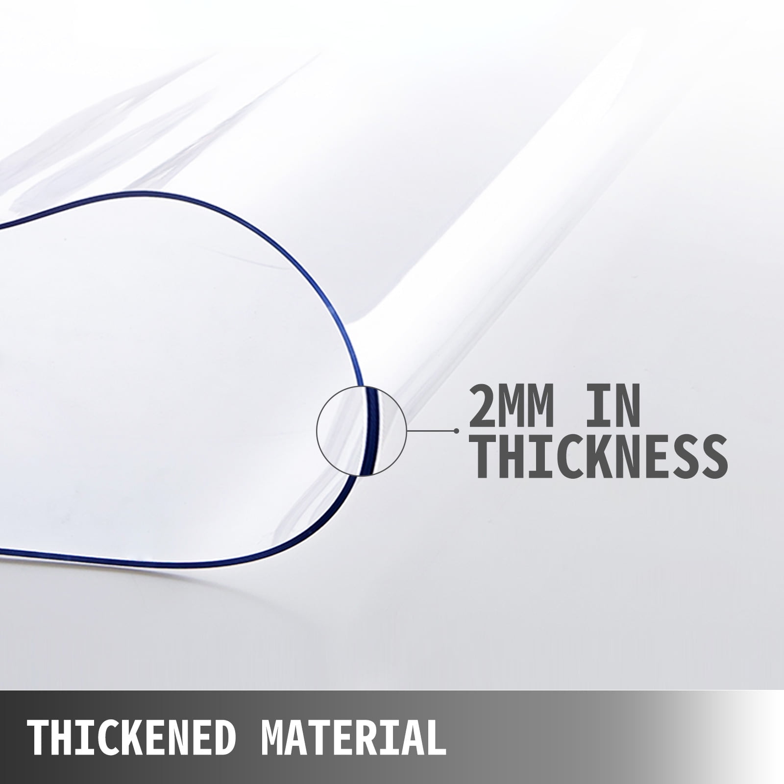 VEVOR 80 x 42 inch Clear Table Cover Protector, 2mm Thick Clear Desk Protector Table Pads, Plastic Tablecloth Table Protector for Dining Room Table