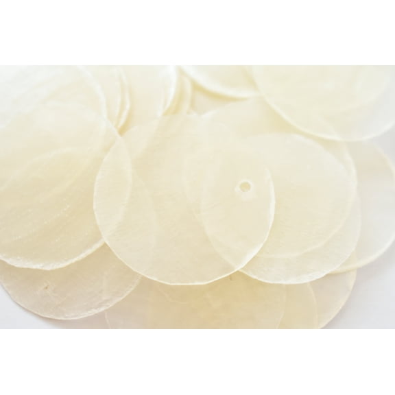 100 Capiz Shells White Round 1" (25mm) Diameter One Hole Crafts Windchimes Shellcraft