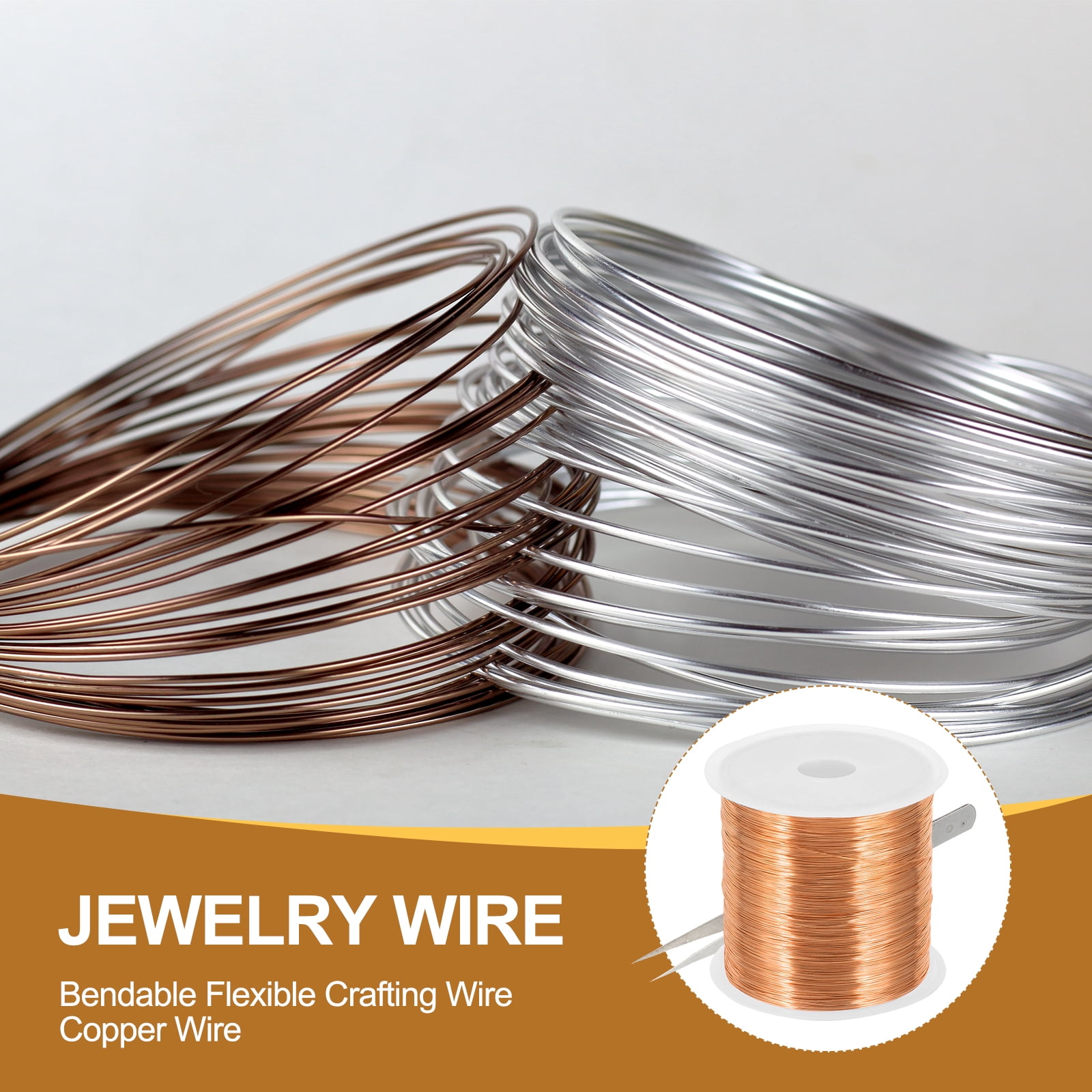 Uxcell 328 Feet / 100 m Jewelry Craft Wire, 2 Pcs Copper Beading Wires with Plier for Jewelry Making, Gold / Red Copper