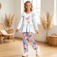 thumbnail image 2 of CAICJ98 Toddler Girl Clothes 2T 3T 4T 5T Kid Fall Outfit Ruffle Long Sleeve Shirt Top Print Pants Little Girls Winter Clothing Set, Size 2-8 Years, 2 of 8