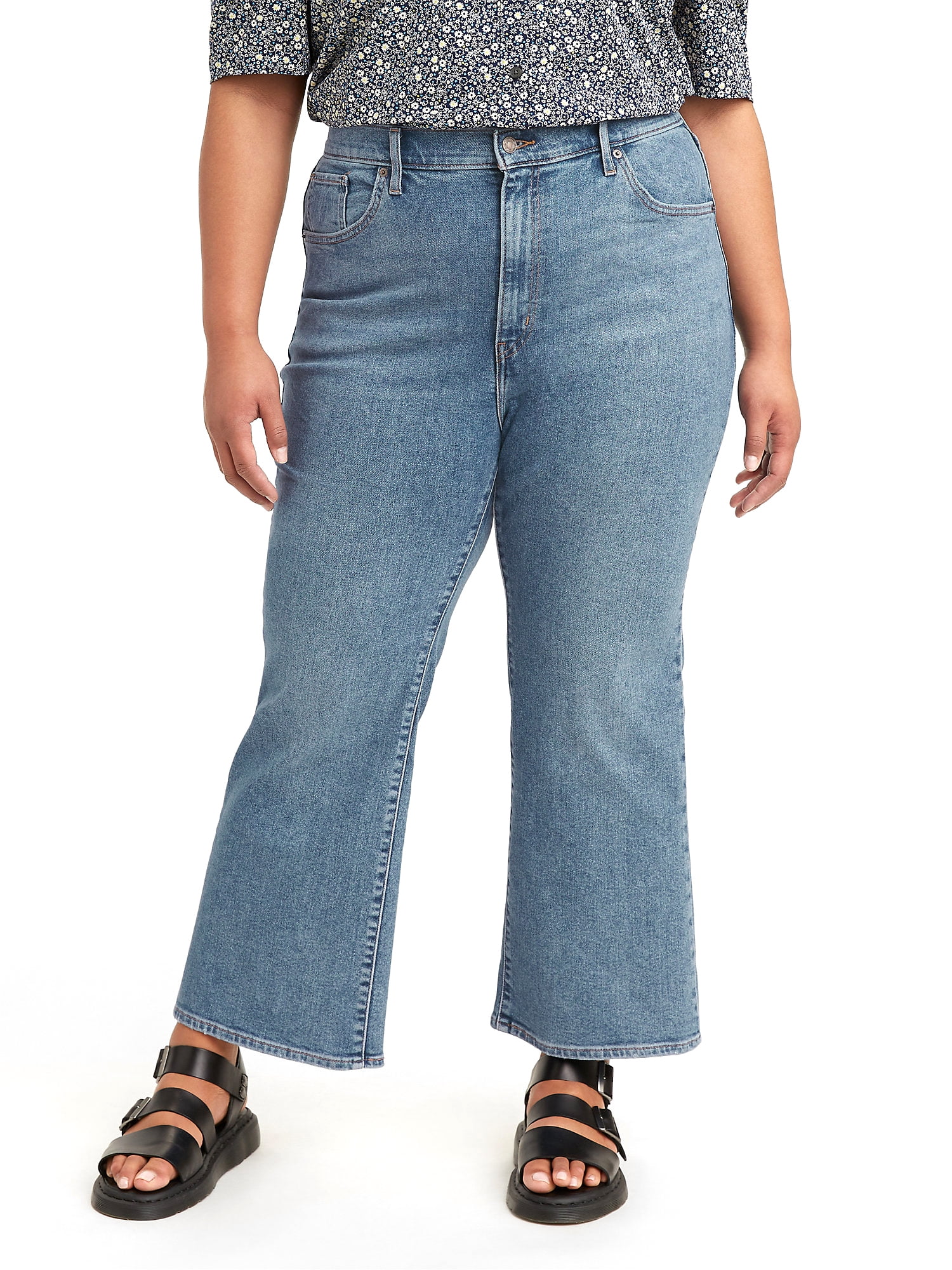 Levi's Women's Plus Size High Waisted Cropped Flare Jeans - Walmart.com
