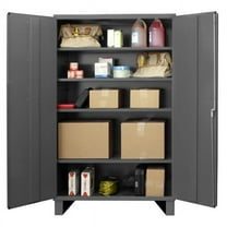 Durham JC-482478-4S-95 14 Gauge Flush Door Style Lockable Storage Shelf Cabinet with 4 Adjustable Shelves, Gray - 48 in.