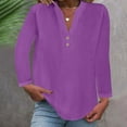 thumbnail image 2 of Tumotour Pullover Shirts For Women Button Down V Neck Solid Color Shirt Tops Long Sleeve Loose Fit Pullover Shirts 2024, 2 of 6
