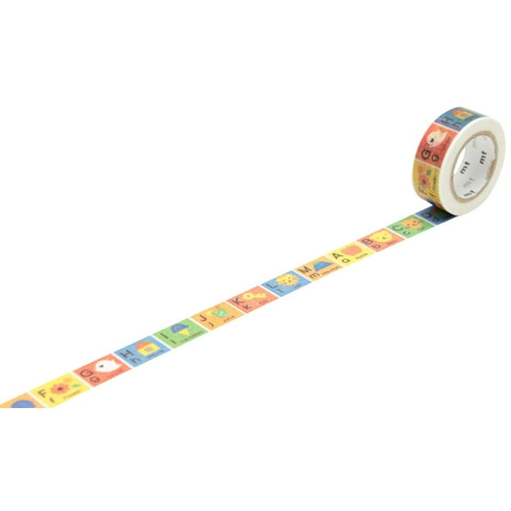 mt Kids Washi Paper Masking Tape: 3/5 in x 23 ft. (Alphabet A-M)