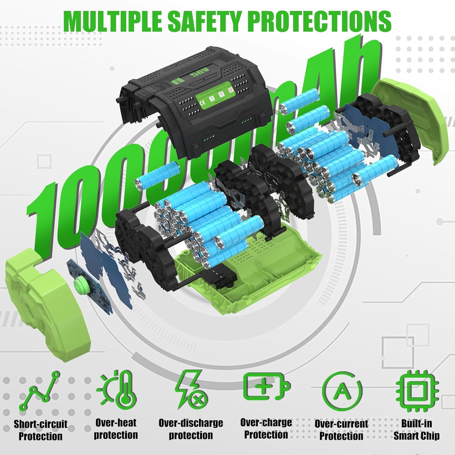 BA2800T 10.0AH Replacement for EGO 56V Battery BA2800 BA4200 BA1400T BA1400 Compatible with EGO 56 Volt Lawn Mower Leaf Blower Chainsaw Tools