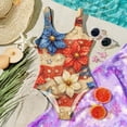 thumbnail image 4 of 4th of July Swimsuit for Kids Girls Size 6-7 One Piece Swimsuit Summer Patriotic American Flag Floral Print Swimsuits Swimming Sleeveless Beach Vacation Happy Festival Bathing Suit Beige 5-6 Years, 4 of 6