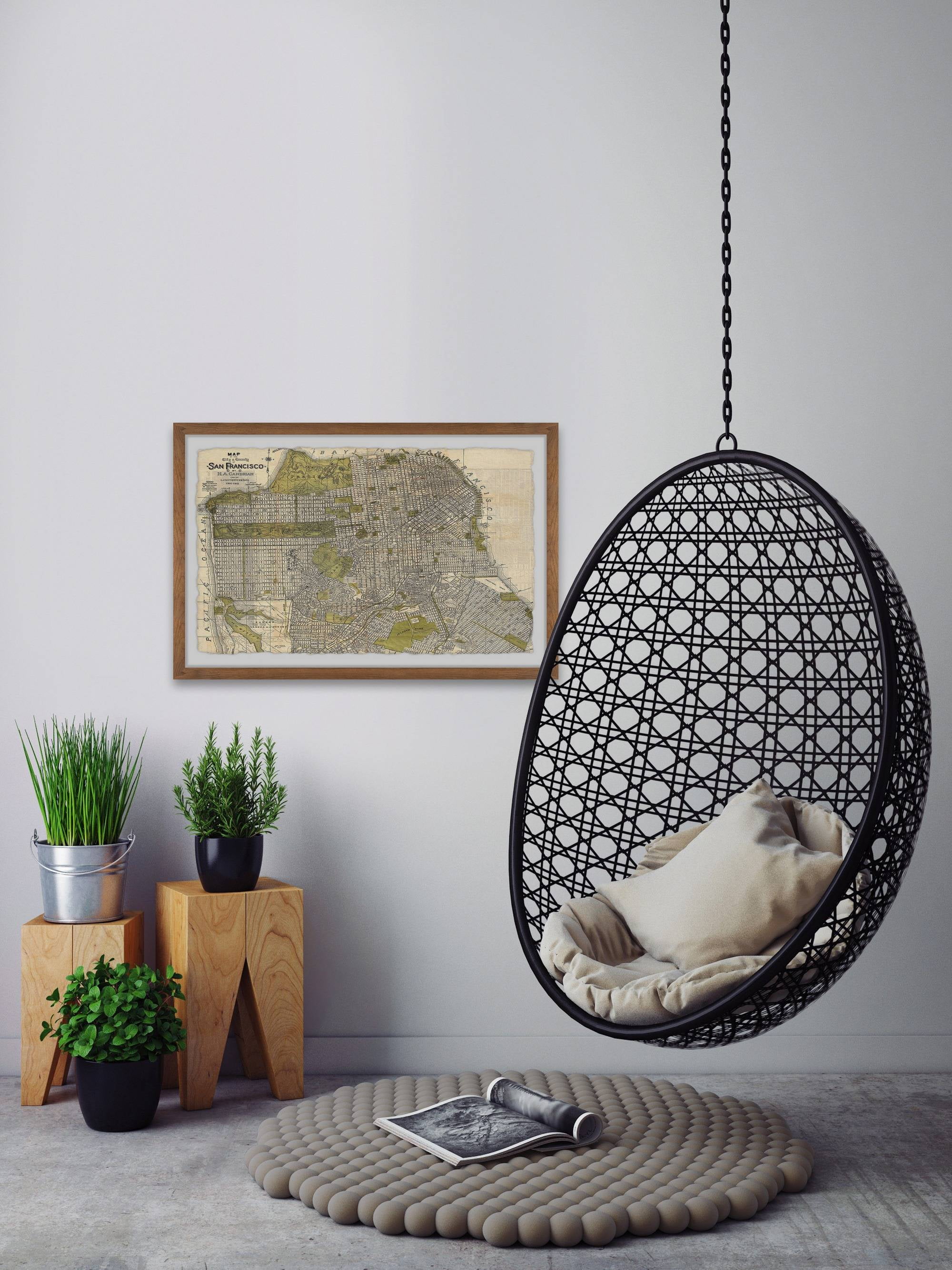 Marmont Hill Vintage San Francisco Map Framed Wall Art, 16" x 24"