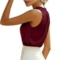 thumbnail image 5 of FAIWAD Womens Silk Satin Tank Tops Ruched Mock Neck Sleeveless Slim Work Shirts Trendy Blouses, 5 of 9