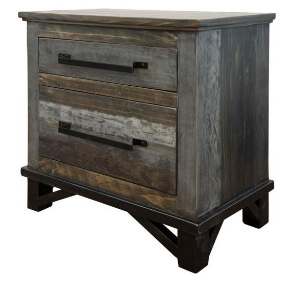 HomeRoots 527055 27 in. Two Drawer Nightstand, Brown