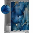 thumbnail image 3 of Marble Blue Shower Curtain Set ，Waterproof Fabric Shower Curtains Gradient Abstract Stone Gold Cracks Modern Art Shower Curtains for Bathroom,Bathroom Decor 72"x84", 3 of 6