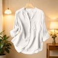 thumbnail image 5 of Warop Women's 3/4 Sleeve Tops Cardigan V-Neck Button-Up Casual Loose Fit Blouses, 5 of 5
