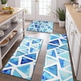 thumbnail image 2 of Blue Watercolor Triangle Pattern Kitchen Rugs Sets Of 3,Kitchen Runner Rugs Non Skid Washable,Decorative Kitchen Floor Mats for Kitchen,Sink,Laundry,17"x30"+ 17"x47" + 17"x59", 2 of 6