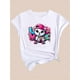 thumbnail image 2 of Camiseta para Mujer Traje de VeranoWomen's Casual Fashion T-Shirt with Pink Happy Kitten Print - Orange Crew Neck Short Sleeve, Polyester, Machine WashableFather's Day, Mother's Day, New Year, Sprin, 2 of 5
