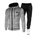 thumbnail image 4 of Chándal de moda con cremallera para hombre, Sudadera con capucha, ropa de gimnasio para Fitness, conjunto de ropa deportiva para correr, chándal para correr al aire libre, otoño e invierno, nuevo, 4 of 5