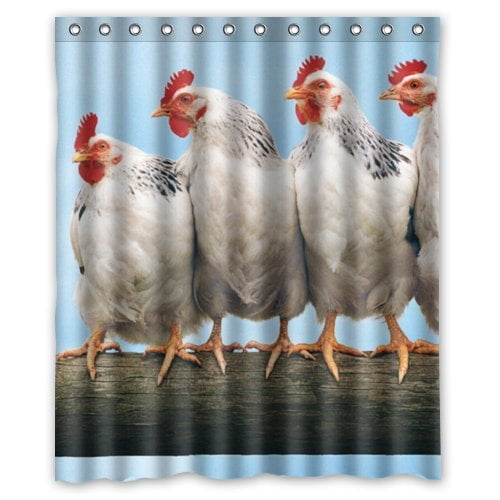 Roosters and hens Table Bathroom Shower Curtain Waterproof Fabric /& 12 Hooks