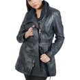 thumbnail image 6 of Boston Harbour Daniela Motorcycle Leather Jacket Women - Navy Blue Ladies Leather Jacket, 6 of 7