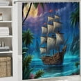 thumbnail image 5 of Modern Sailboat Bathroom Shower Curtain Set Beautiful Sea Sailing Ship 4PCS Shower Curtain Sets, Toilet Lid Cover and Bath Mat Shower Curtains for Bathroom with 12 Hooks, 5 of 8