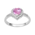 thumbnail image 1 of 5 MM Forme de Coeur Rose CZ 925 Argent Solitaire Femmes Anneau, 1 of 2