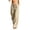 Khaki, variant on Npasoilc Drawstring Elastic Waist Pants for Women Linen Blend Solid Color Pocket Summer Trousers,White