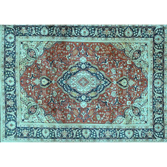 Ahgly Company Indoor Rectangle Medallion Light Blue Traditional Area Rugs, 2' x 4'