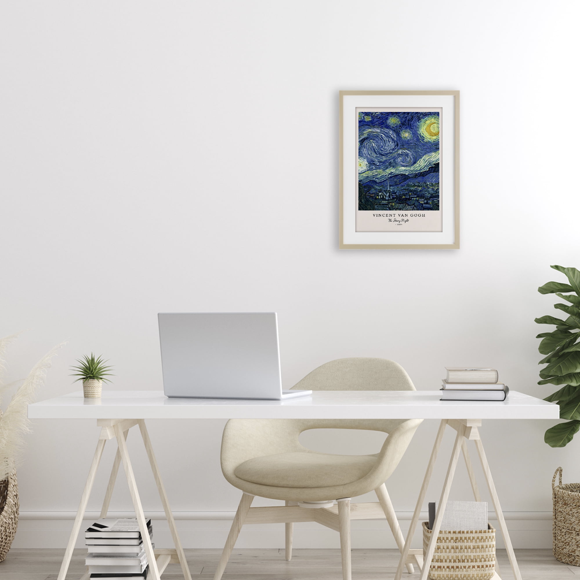 Stupell Industries Classic Starry Night Van Gogh Birch Framed Print Under Glass, design by Vintage Hustle