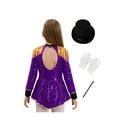 thumbnail image 2 of Ocealan Kids Girls Ringmaster Dance Dress with Drummer Hat Sequins Tailcoat Leotard Purple-C 14, 2 of 7