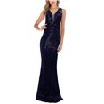 thumbnail image 2 of Elainilye Fashion Wedding Guest Dress Sequin Slip Dress Sparkly Glitter Party Club Long Skirt Wrap Evening Formal Dress,Blue, 2 of 5