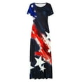 thumbnail image 2 of Youyipin womens dresses Swing Vacation Maxi Dresses for Women Boho Floral Printed Crewneck Short Sleeve Summer Beach Dress with Pockets spring dresses for women 2025, 2 of 5