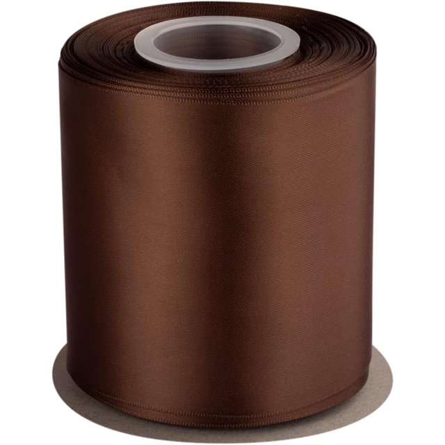 GFDYREE 4" Inch Double Faced Satin Ribbon Brown Solid Polyester Craft Ribbon - 25 Yards Perfect for Gift Wrapping, Crafts, Wreath, Wedding Party Ceremony Decoration, Floral Arrangement, Sewi