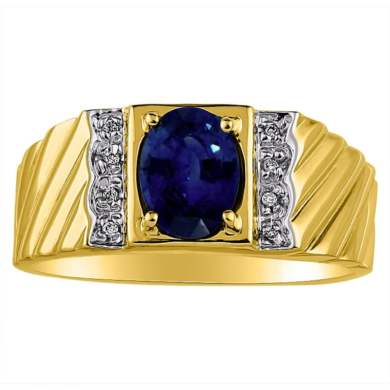 September Sapphire Birthstone with Yellow Gold and Diamond