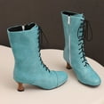 thumbnail image 5 of Bnwani Boots Women New Winter Fashion Toe Zipper High-Heel High Ankle Versatile Casual Boot Green Size 9, 5 of 8