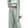 thumbnail image 4 of Conjunto de 3 piezas de cárdigan para mujer, camisetas sin mangas, pantalón palazzo de pierna ancha, 4 of 6