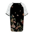 thumbnail image 5 of Hauts d'Été Grande Taille pour Femmes Manches Courtes en Dentelle Blouses d'Été Patchwork Imprimé Amples Grande Taille Col en V T-Shirts Manches Courtes Col en V Femmes en Solde, 5 of 5