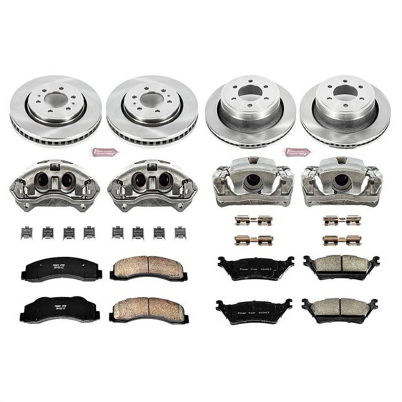 PowerStop Front and Rear Stock Replacement Brake Pad and Rotor Kit with Calipers Fits: FORD Select Models KCOE6268