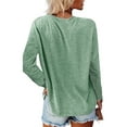 thumbnail image 3 of Yuemengxuan Women Casual Solid Color Stylish Long Sleeve Round Neck T-shirt with Pocket, 3 of 5