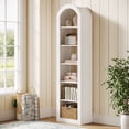 thumbnail image 3 of Tribesigns 74.8" Tall White Arched Bookshelf, 6-Tier Narrow Open Bookcase, Floor Standing Corner Display Shelves Storage Organizer for Small Space, Home Office, Living Room, 3 of 17