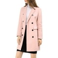 thumbnail image 4 of Abrigo de invierno para mujer INSPIRE CHIC con solapa muesca, abrigo trinchera de doble botonadura, talla XL, color rosa, 4 of 7