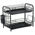 thumbnail image 3 of Dish Drainer Rack, 2 Tier Dish Drying Rack with Holder and Removable Tray, Large Capicity Plate Rack Drainer for Kitchen, 3 of 6