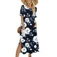 thumbnail image 2 of EINCcm Women Floral Summer Maxi Dress Casual Beach Dress Printed T Shirt Dress Split Long Dress Travel 2025 Vacation Dress, 2 of 6