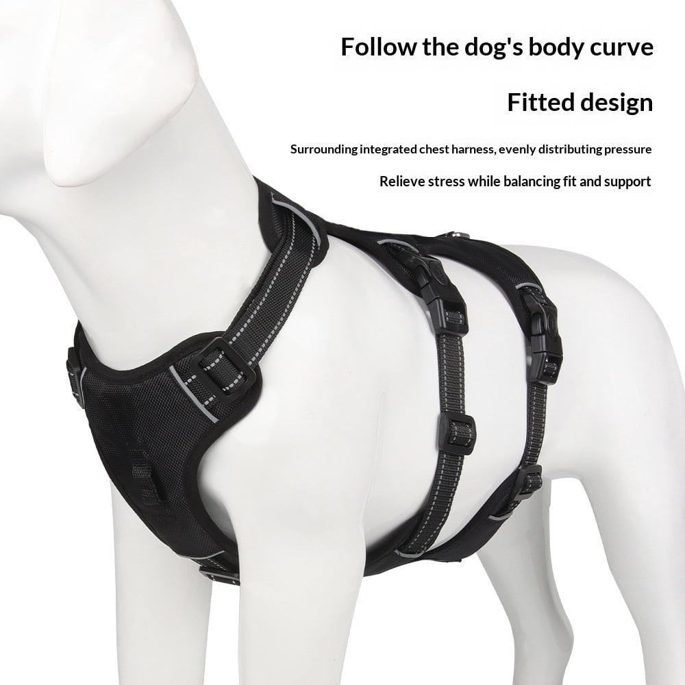 Escape Proof Dog Harness, No Choke No Pull Dog Vest Harness, Breathable Soft Padded Oxford, Leash Clips for Small Medium Dogs, Black,M