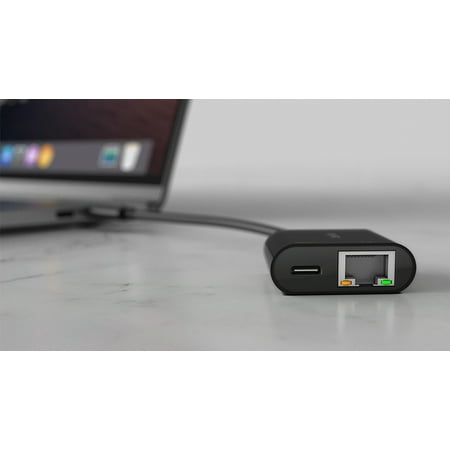 Belkin - USB C To Ethernet + Charge Adapter - Gigabit Ethernet Port for USB C Devices - Black