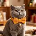 thumbnail image 5 of 2 Pack Soft Corduroy Cat Collars with Bow Tie & Bell, Adjustable Breakaway Cotton Kitty Bowtie Collar for Girl Boy Kitten, Small Pet Safety Collar for Cats, 5 of 8