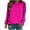 Hot Pink, variant on VANLOFE Women's Solid Color Long Sleeve Sweatshirt O-Neck Sweatshirt for Women Women's Washed Trendy Hot Pink Sweatshirt M